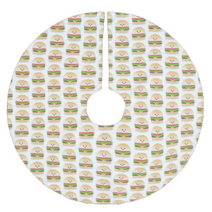 Cute lycklig kawaii hamburger tecknad julgransmatta borstad polyester