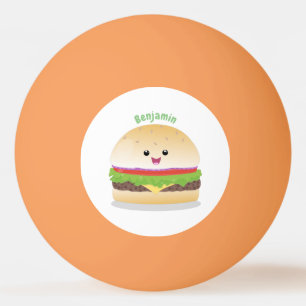 Cute lycklig kawaii hamburger tecknad pingisboll
