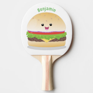 Cute lycklig kawaii hamburger tecknad pingisracket