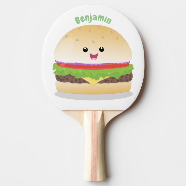 Cute lycklig kawaii hamburger tecknad pingisracket (Framsidan)
