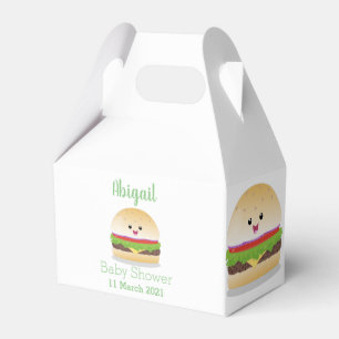 Cute lycklig kawaii hamburger tecknad presentaskar