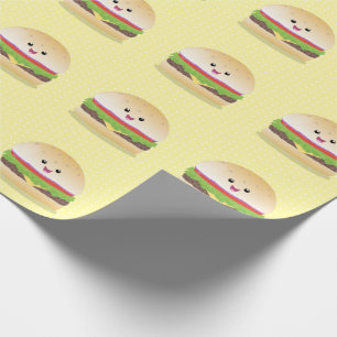 Cute lycklig kawaii hamburger tecknad presentpapper