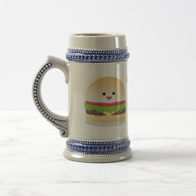 Cute lycklig kawaii hamburger tecknad sejdel (Vänster)