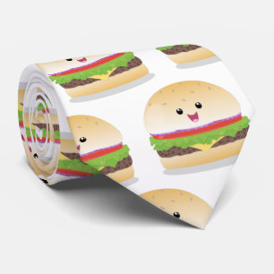 Cute lycklig kawaii hamburger tecknad slips