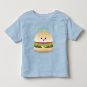 Cute lycklig kawaii hamburger tecknad t shirt