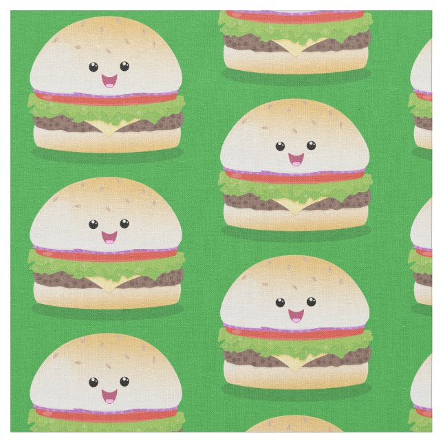 Cute lycklig kawaii hamburger tecknad tyg (Närbild)