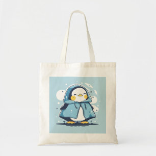 Cute Lycklig Kawaii Penguin i en regnrock Tygkasse