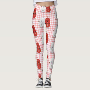 Cute lycklig kawaii-salt och peppartecknad leggings