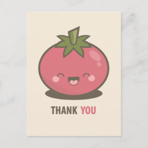 Cute Lycklig Kawaii Tomato Tack vykort