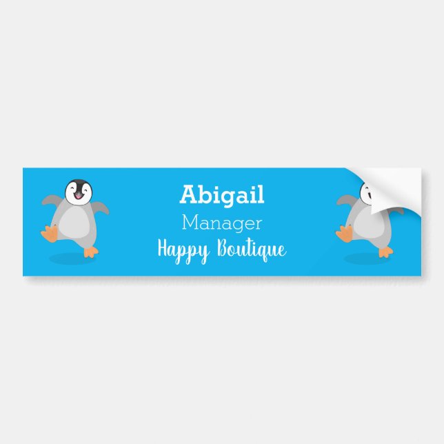 Cute lycklig kejsar penguin chick tecknad bildekal (Framsidan)