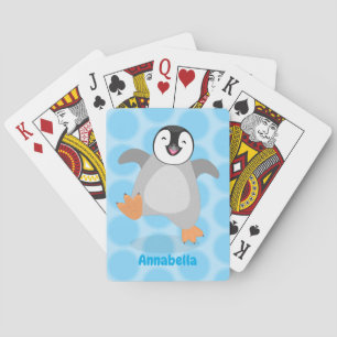 Cute lycklig kejsar penguin chick tecknad casinokort