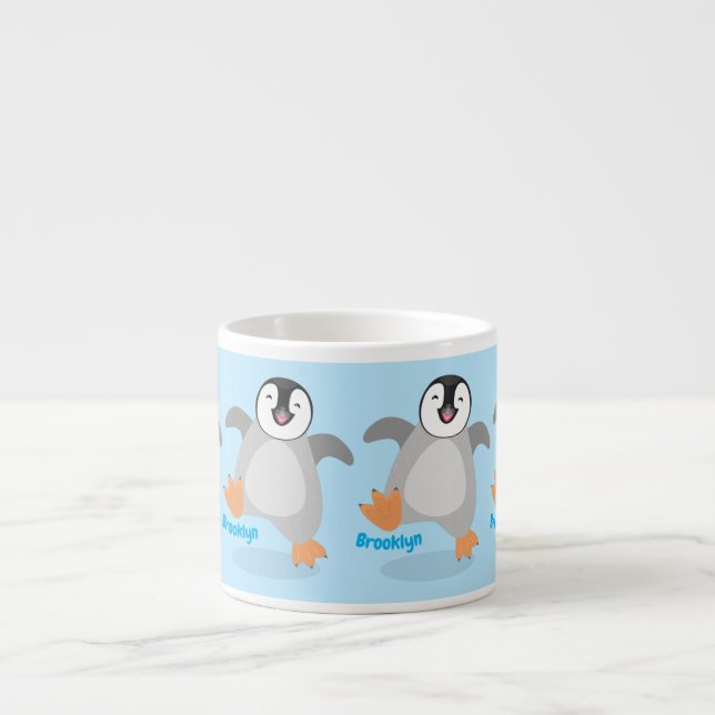 Cute lycklig kejsar penguin chick tecknad espressomugg (Framsidan)