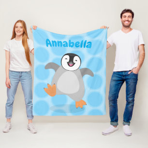Cute lycklig kejsar penguin chick tecknad fleecefilt