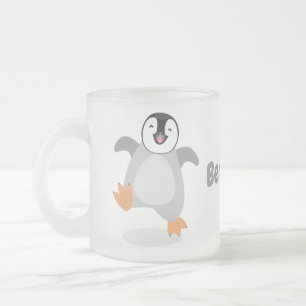 Cute lycklig kejsar penguin chick tecknad frostad glasmugg