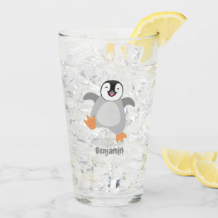 Cute lycklig kejsar penguin chick tecknad glaskopp