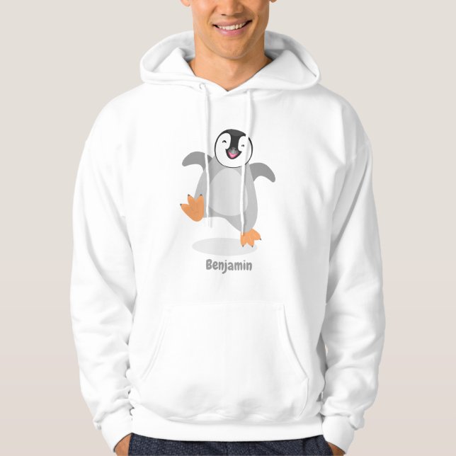 Cute lycklig kejsar penguin chick tecknad hoodie (Framsida)