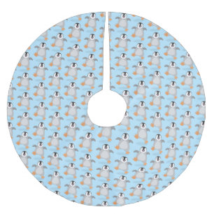 Cute lycklig kejsar penguin chick tecknad julgransmatta borstad polyester
