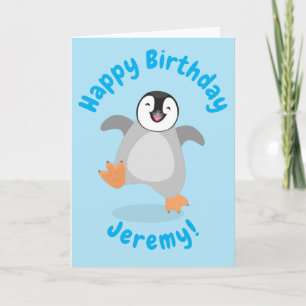 Cute lycklig kejsar penguin chick tecknad kort