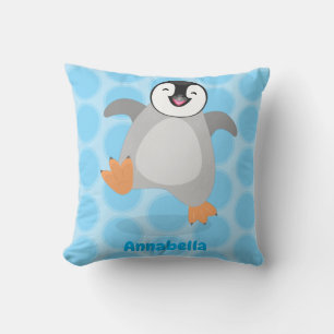 Cute lycklig kejsar penguin chick tecknad kudde