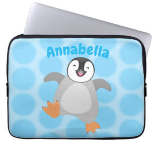 Cute lycklig kejsar penguin chick tecknad laptop fodral