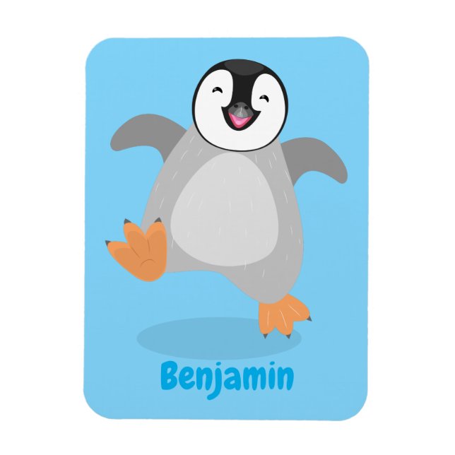 Cute lycklig kejsar penguin chick tecknad magnet (Vertikal)