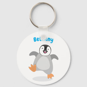 Cute lycklig kejsar penguin chick tecknad nyckelring