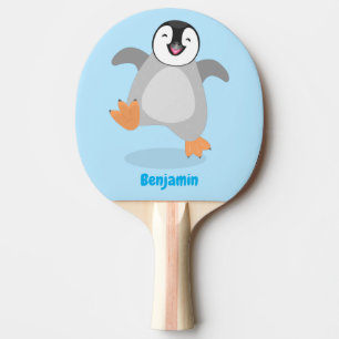 Cute lycklig kejsar penguin chick tecknad pingisracket