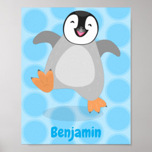 Cute lycklig kejsar penguin chick tecknad poster