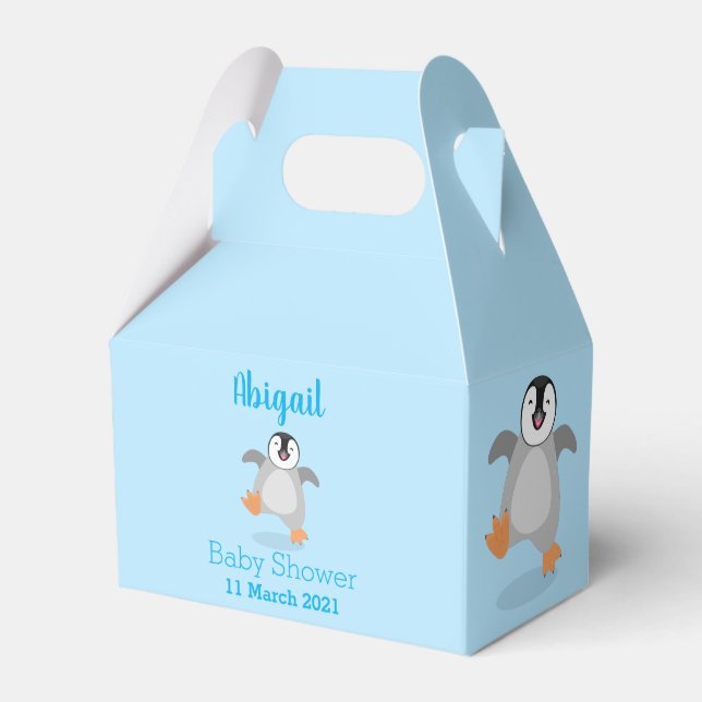 Cute lycklig kejsar penguin chick tecknad presentaskar (Framsidan Sidan)