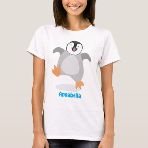 Cute lycklig kejsar penguin chick tecknad t shirt
