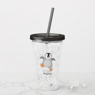 Cute lycklig kejsar penguin chick tecknad take away mugg