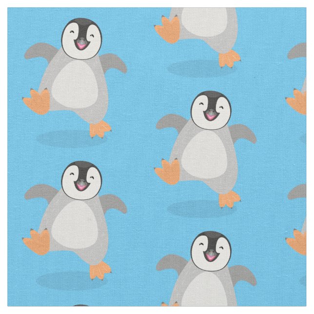 Cute lycklig kejsar penguin chick tecknad tyg (Närbild)
