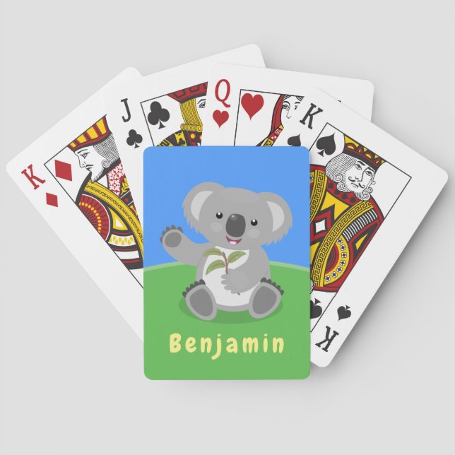 Cute lycklig koala, illustration av tecknaden för  casinokort (Baksidan)
