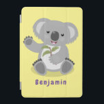 Cute lycklig koala, illustration av tecknaden för  iPad mini skydd<br><div class="desc">Den här söta marsupiella koala njuter av en läafy-tjallare och viftar hej. Ritad i tecknaden illustration stil.</div>