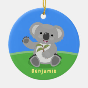 Cute lycklig koala, illustration av tecknaden för  julgransprydnad keramik