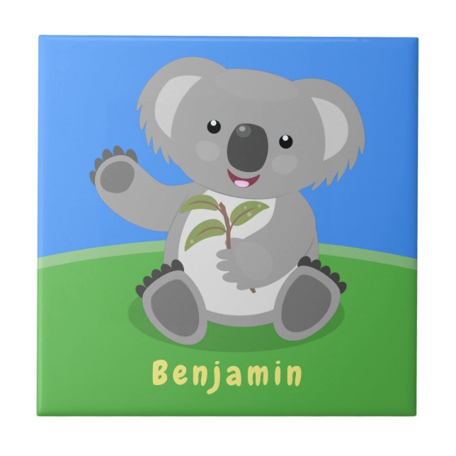 Cute lycklig koala, illustration av tecknaden för  kakelplatta (Framsidan)