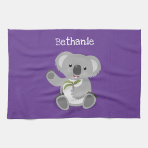 Cute lycklig koala, illustration av tecknaden för kökshandduk