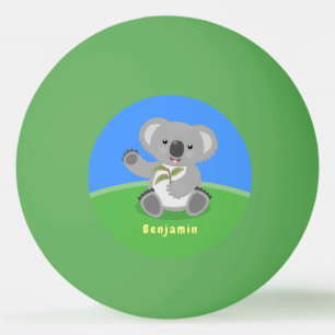 Cute lycklig koala, illustration av tecknaden för pingisboll