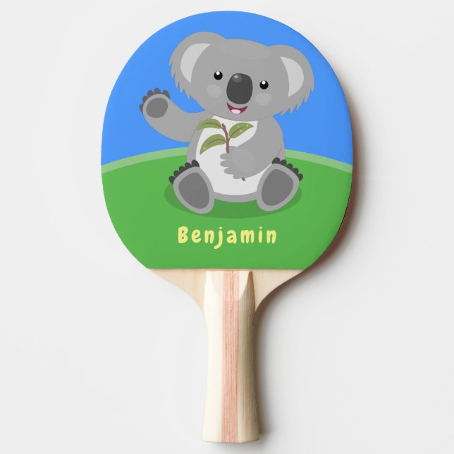 Cute lycklig koala, illustration av tecknaden för  pingisracket (Framsidan)