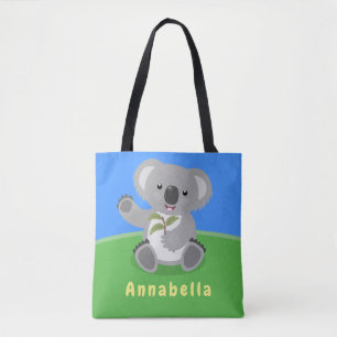 Cute lycklig koala, illustration av tecknaden för  tygkasse