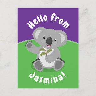 Cute lycklig koala, illustration av tecknaden för vykort