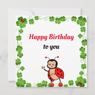 Cute Lycklig Ladybug Birthday-platta kort