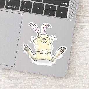 Cute lycklig leende baby bunny kanin tecknad klistermärken