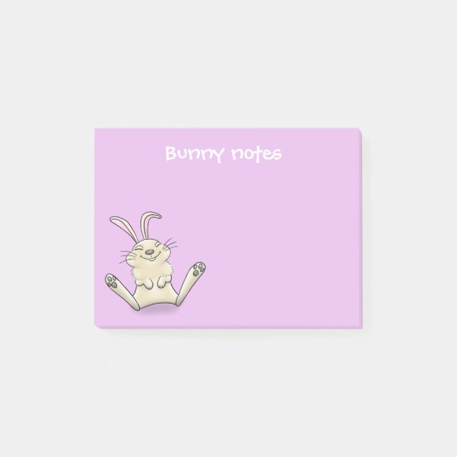 Cute lycklig leende baby bunny kanin tecknad post-it block (Framsida)