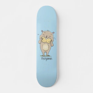 Cute lycklig-leende hamster med jordnöts tecknad mini skateboard bräda 18,5 cm