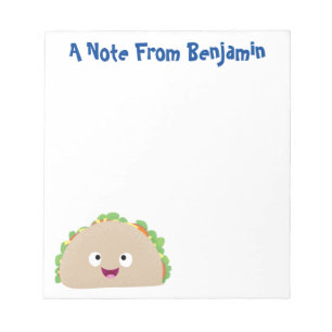 Cute lycklig leende taco tecknad illustration anteckningsblock