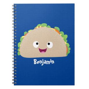 Cute lycklig leende taco tecknad illustration anteckningsbok