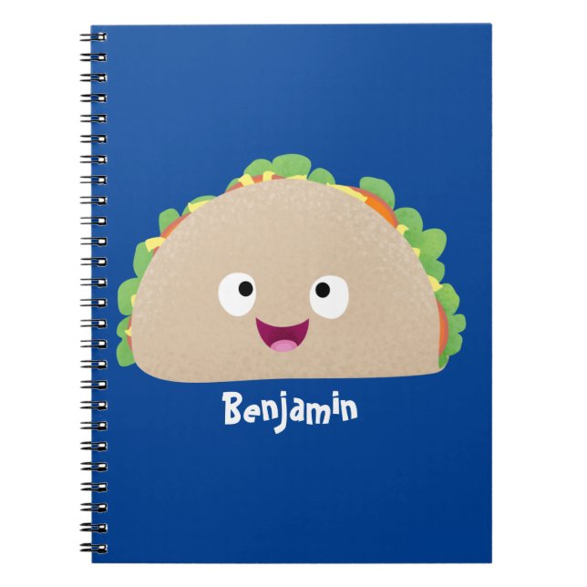 Cute lycklig leende taco tecknad illustration anteckningsbok (Framsidan)