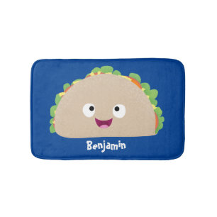 Cute lycklig leende taco tecknad illustration badrumsmatta