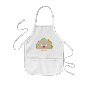 Cute lycklig leende taco tecknad illustration barnförkläde